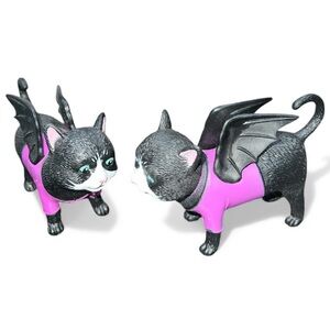 Halloween Black Cats  Bat wings Collectibles Seasonal Figures/ cake toppers